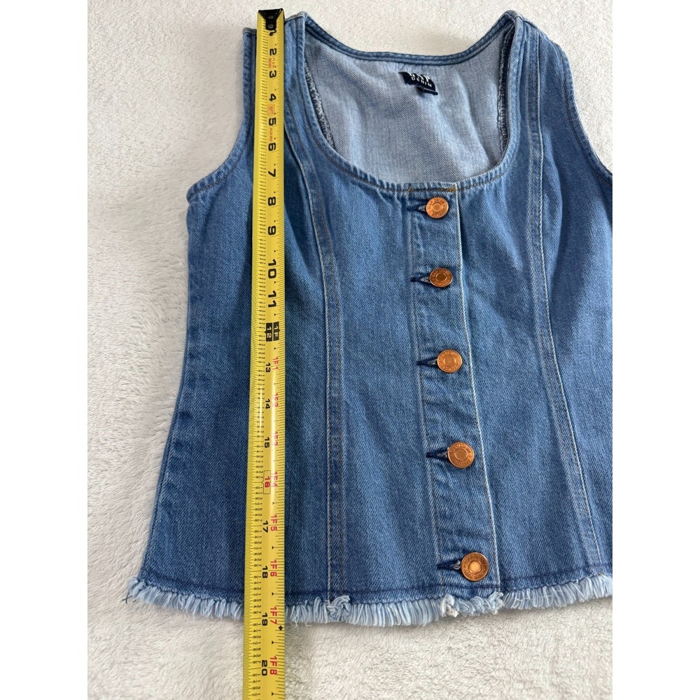 Gap Button Front Denim Tank Top Womens 0 Blue Scoop Neck Relaxed Fit Modest - Picture 9 of 9